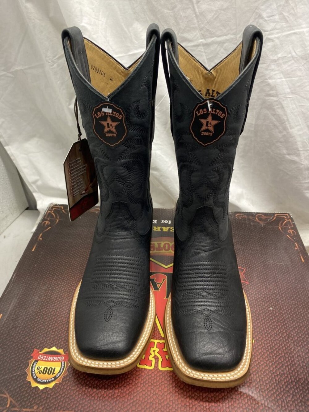 LOS ALTOS Western Square Toe Bull Sholder Boots Black US M7EE